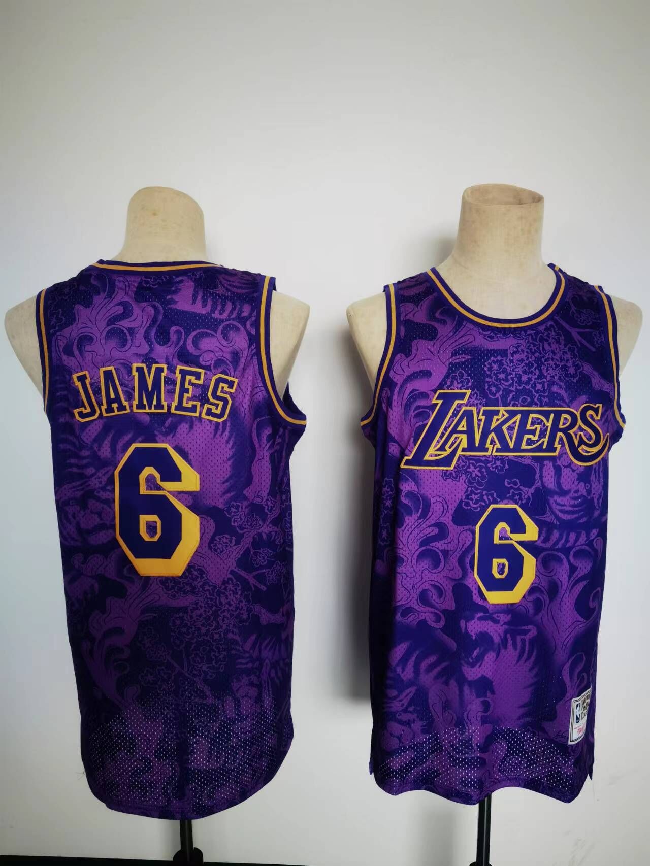 Cheap Men Los Angeles Lakers 6 James Purple 2022 Lunar New Year Tiger Cny NBA Jersey
